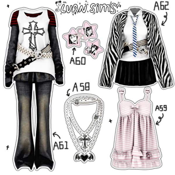 collage of edgy clothing and accessory pieces