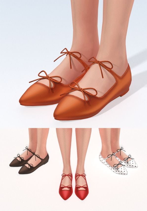 flat pointed shoes with bows