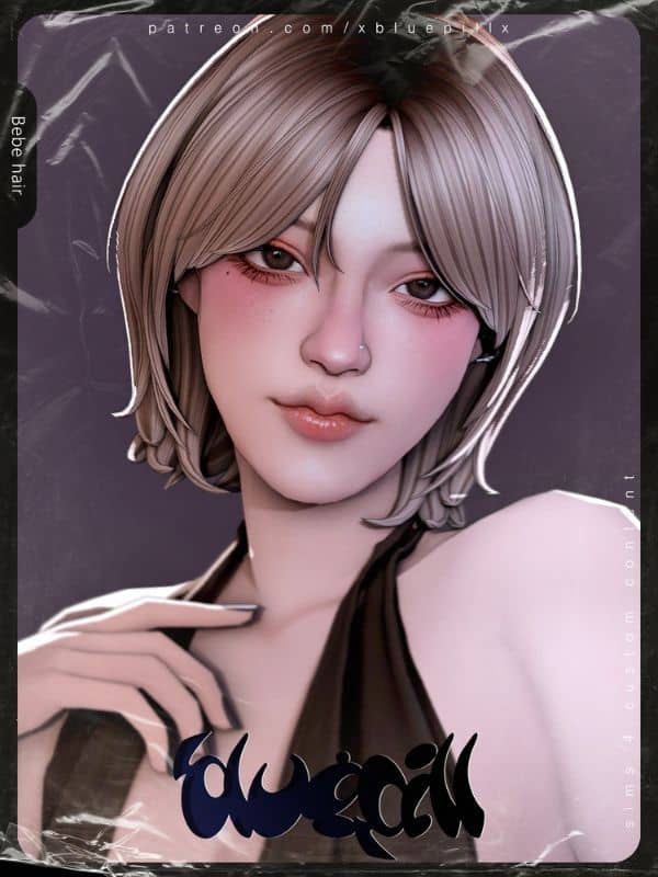 female Sim with a short, straight hairstyle