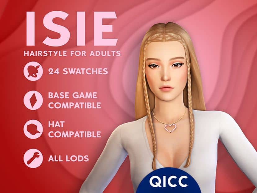 blond female Sim with loose hair and two thin braids at the front