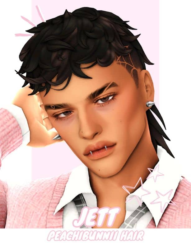 male sim with a modern mullet and undercut hairstyle