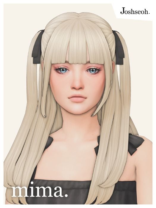 blond female sim with layered straight hair and bangs