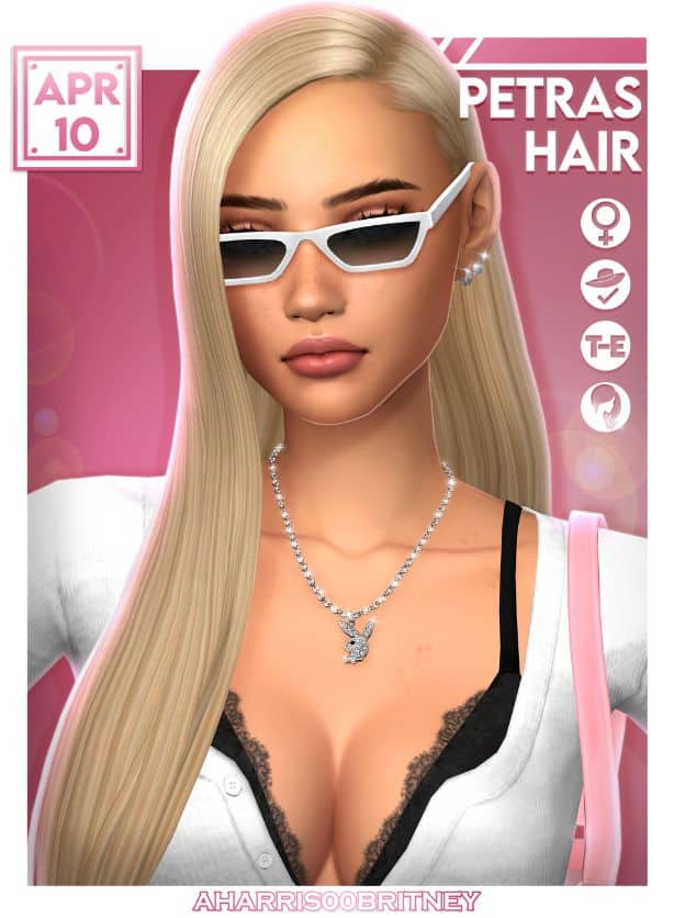 blond female Sim with long straight hair