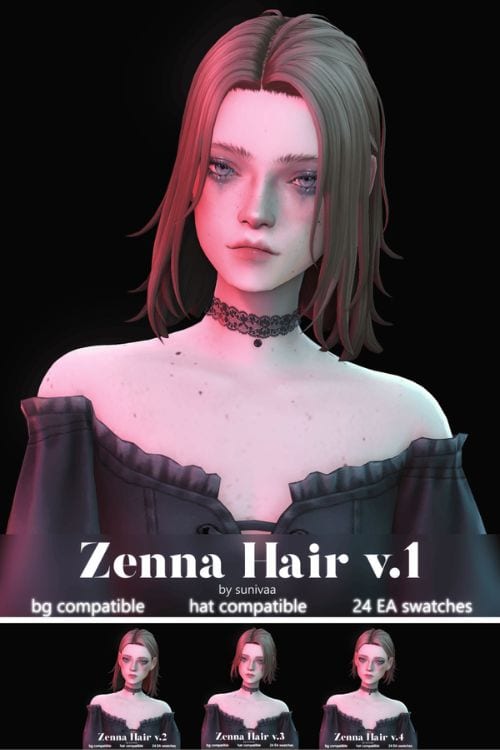 female Sims with short layered hairstyles in different versions