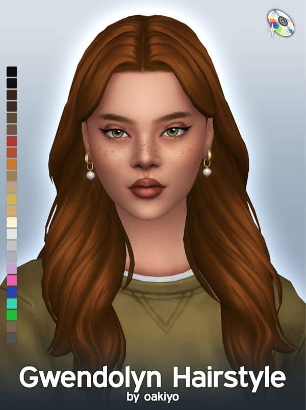 redhead sim with a middle part and wavy hairstyle