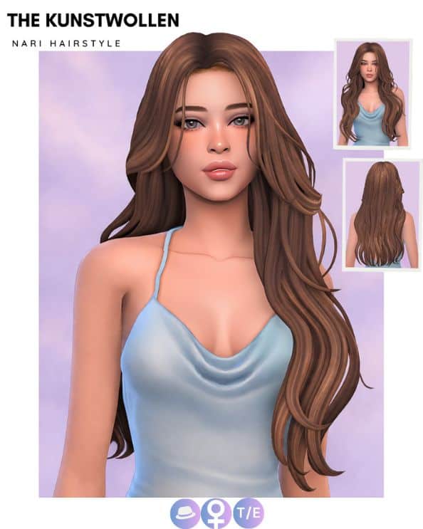 female Sim long cascading hair