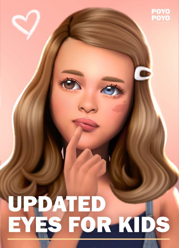 female child sim with heterochromia eyes in blue and brown