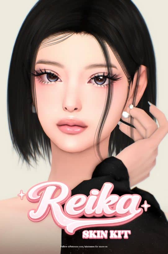 female lip sim smooth skin, lip highlighter and upturned lip corners