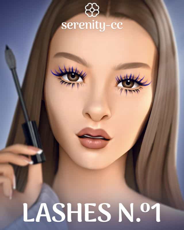 female Sim with curled 3D lashes