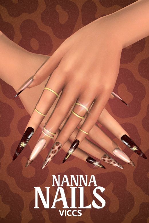 close up of long pointy nails with black, and leopard print