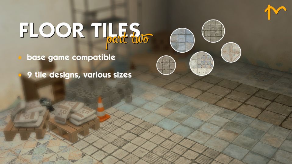 mixed floor tiles laid on the floor