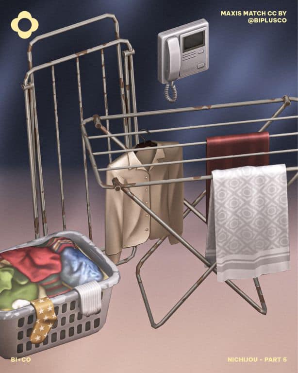 clothing hanging on rusted laundry racks