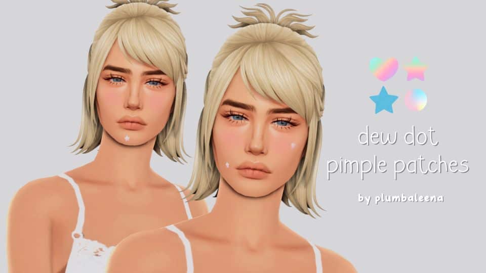 blond female Sims wearing pimple patches