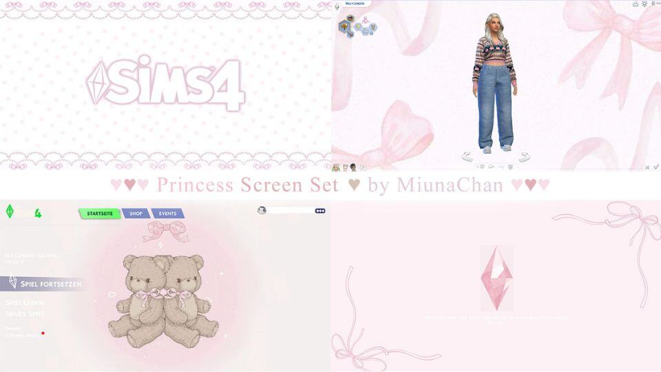 pastel opening screen, loading screen, main menu and CAS screen