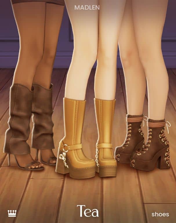 close up of three styles of beige and brown shoes