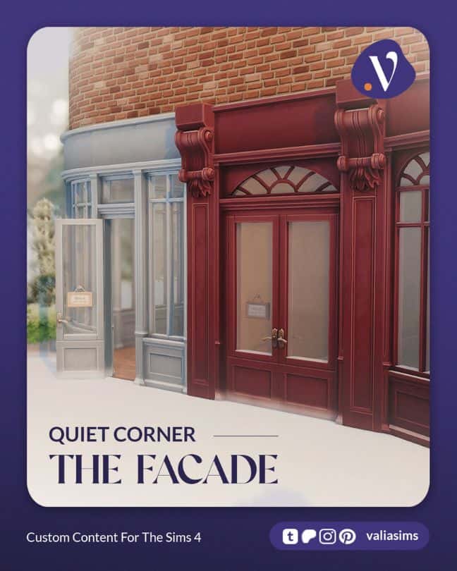 building exterior with large doors, windows and decorative pilaster