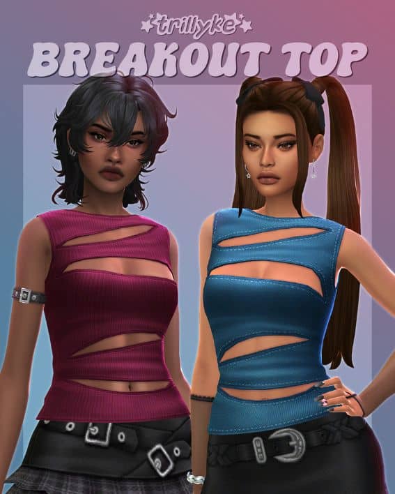 female Sims wearing tops with several cutouts