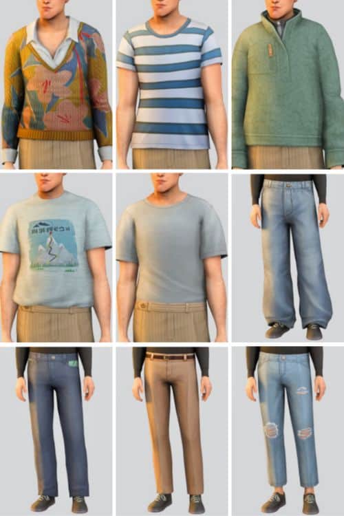 collage of mixed male clothing pieces