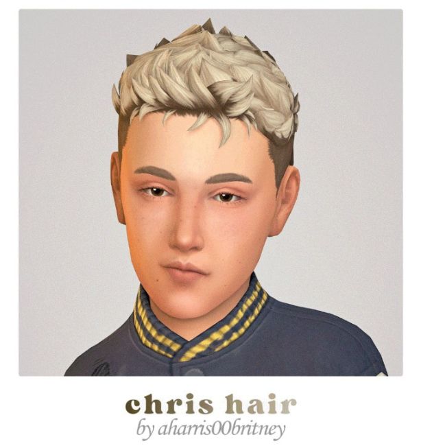 male child Sim with a short, two-tone hairstyle