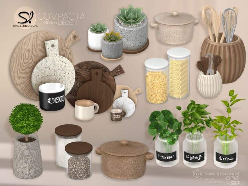 collage of mixed kitchen decor pieces