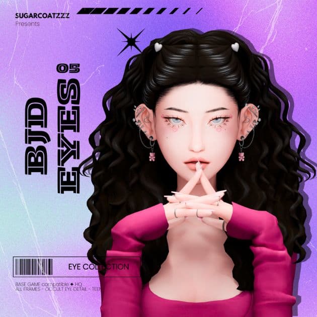 female Sim with rounded, wide eyes