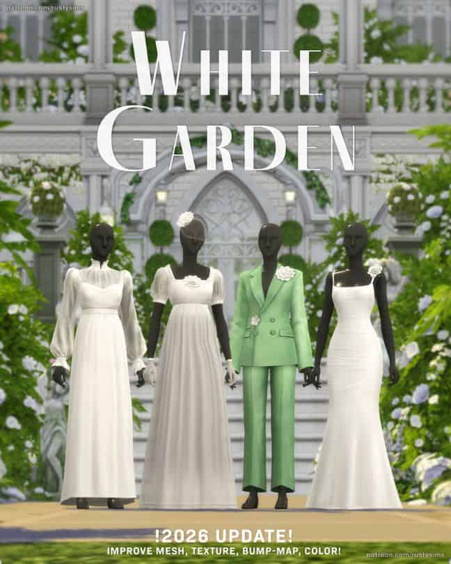mannequins wearing chic white and light green outfits