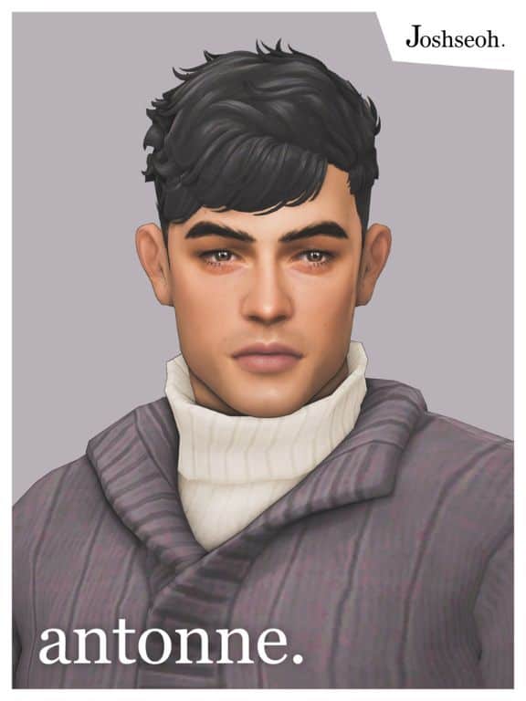 male Sim with a short, wavy hairstyle