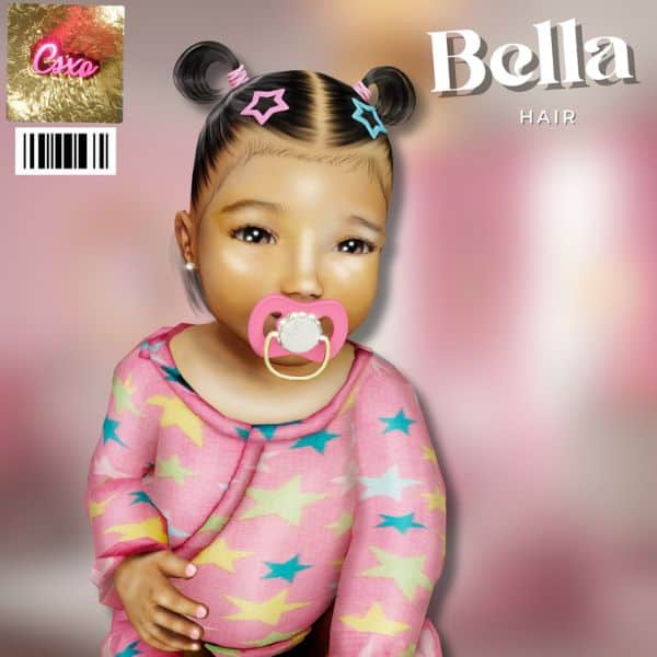 black female infant Sim with two mini pigtails