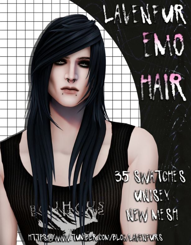 male hair with a long, layered emo hairstyle