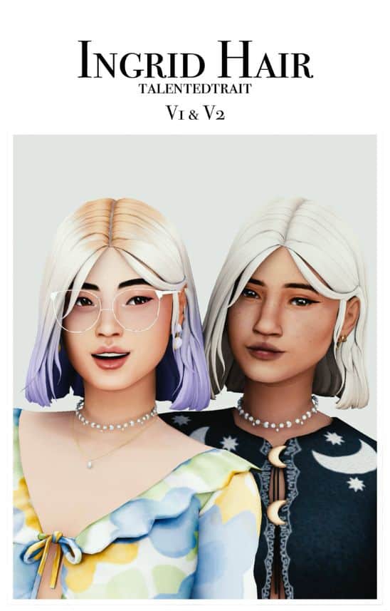 two female Sim with straight, bob hairstyles