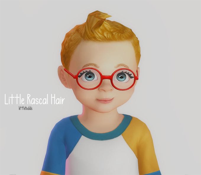 toddler sim with short, yellowish hair