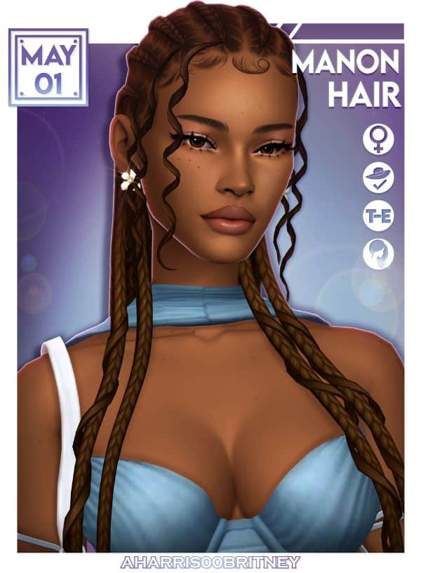 black female Sim with long box braids