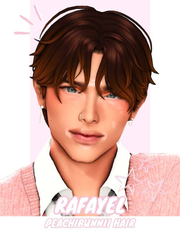 male Sim with a short layered haircut