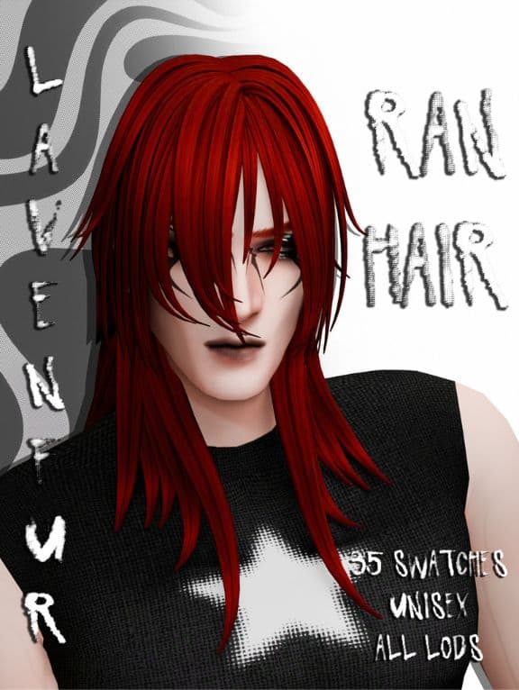 male Sim with an edgy layered shag with long choppy bangs