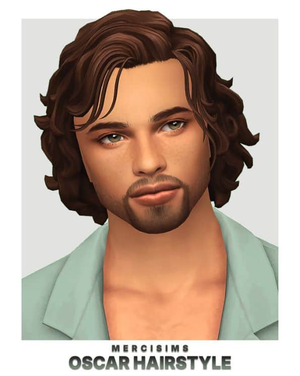 male Sim with chin-length wavy-curly hair