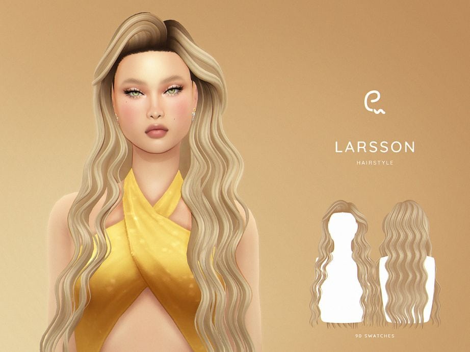 blond female Sim with long way hair