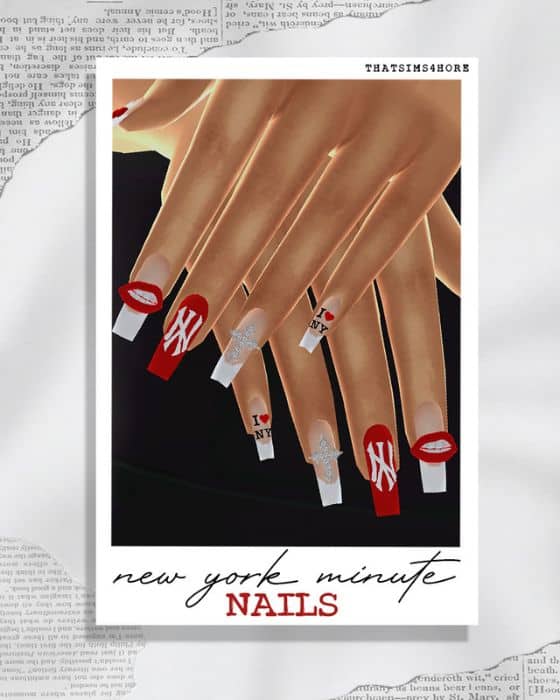 close up of New York inspired nails