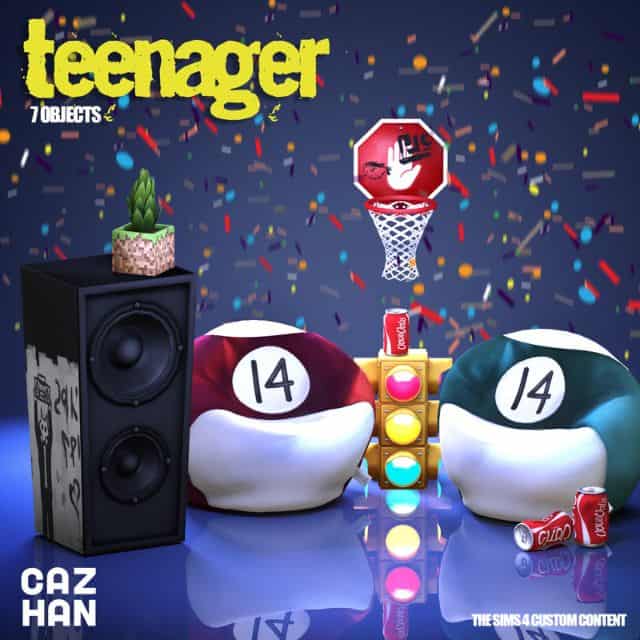 mixed teen room objects