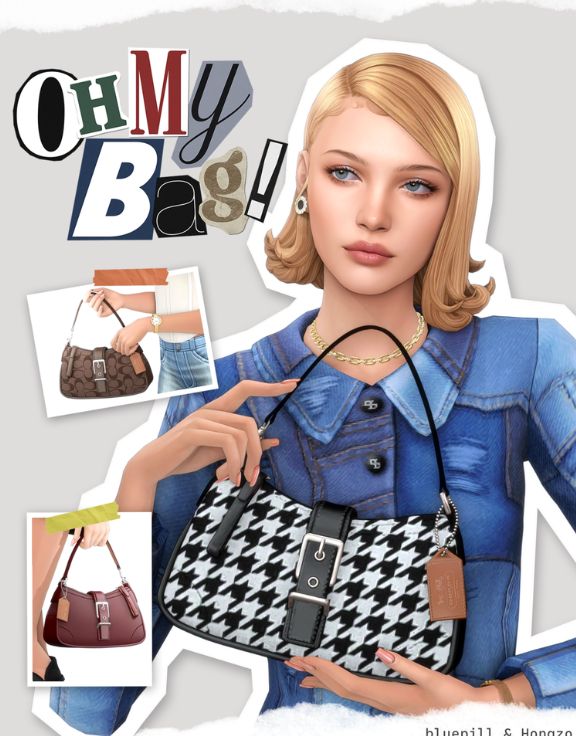 female Sim holding a chic purse