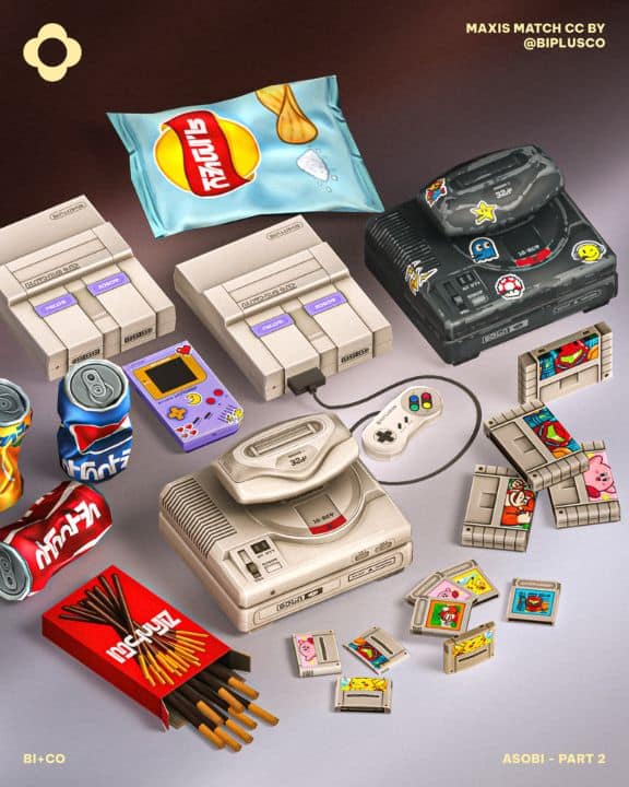collage of mixed gaming consoles and snacks