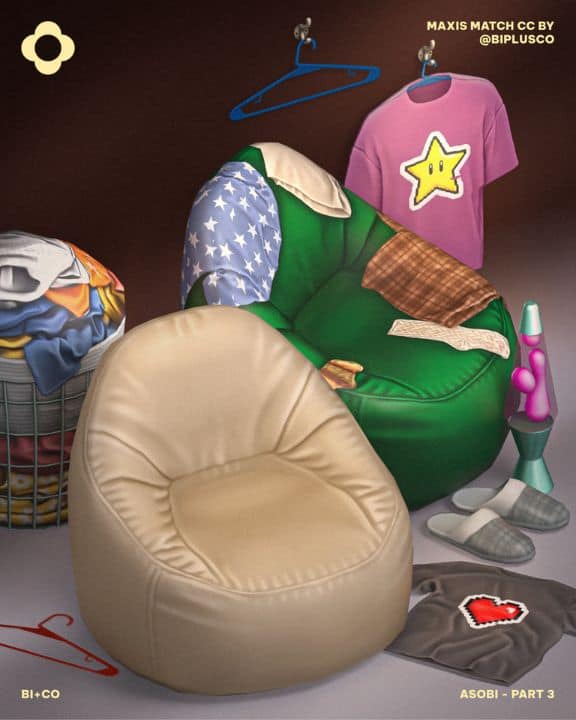 a messy space with seating and clothing scattered around