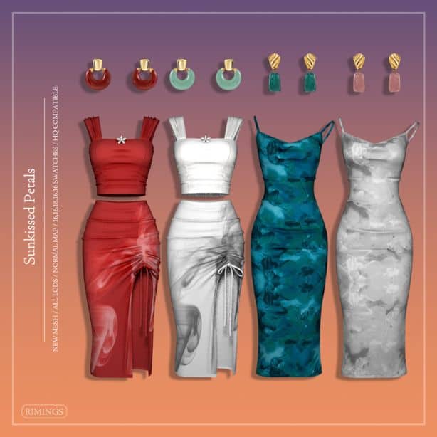 collage of female summer outfits and matching earrings