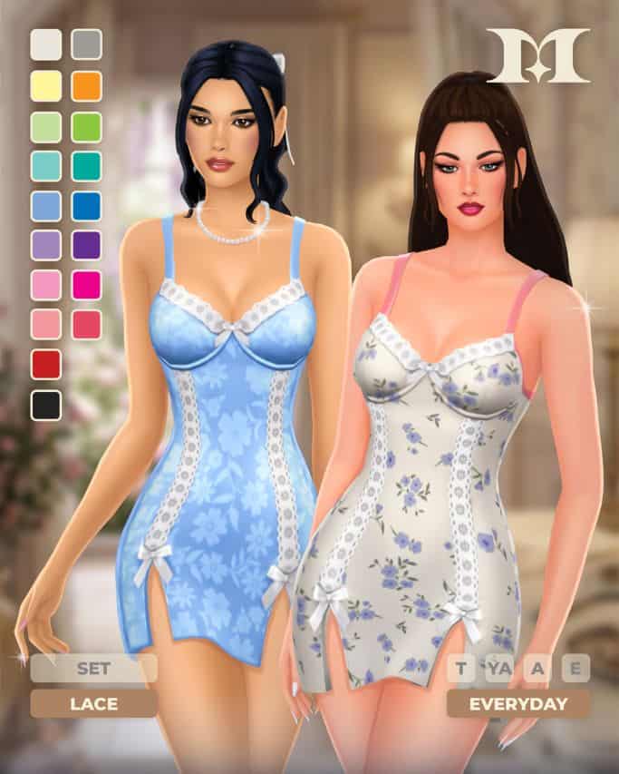 female Sim wearing mini lac dresses