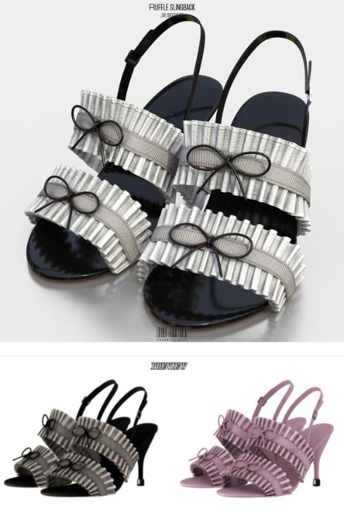 ruffle slingback heels shown in different colors