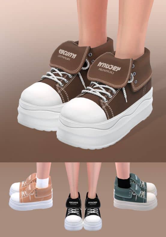 collage of platform sneakers in different colors