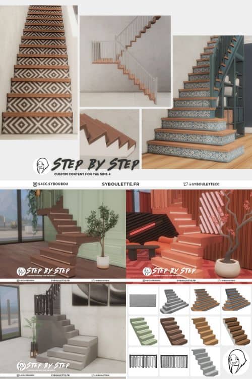 collage of mixed stairs build elements