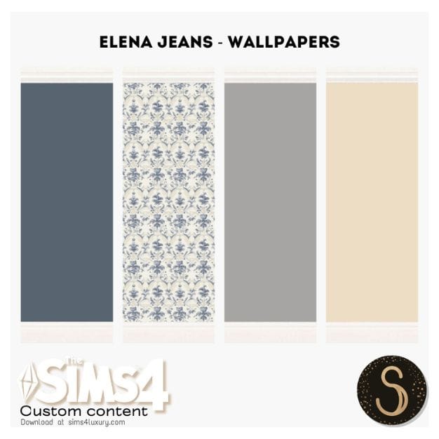 collage of four wallpapers including one with a ornamental floral pattern