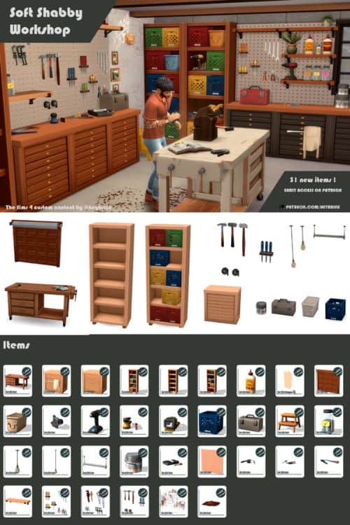male Sim workjng in a workshop