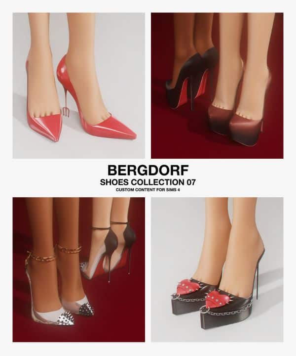 collage of four pair of edgy heels
