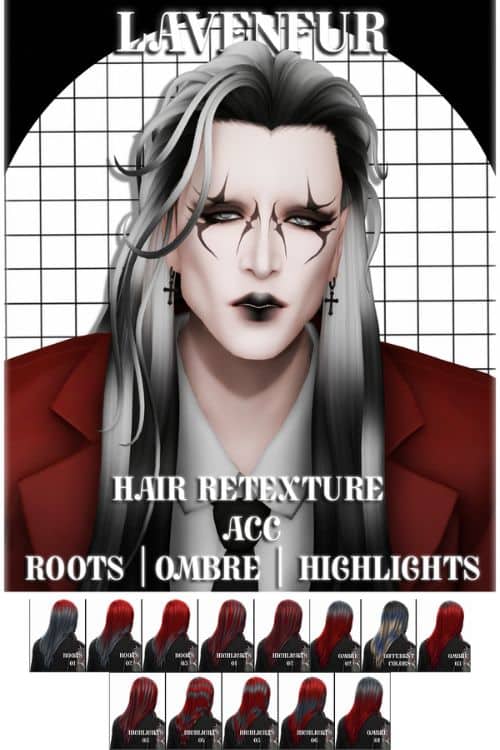 male Sim with long black and grey hair